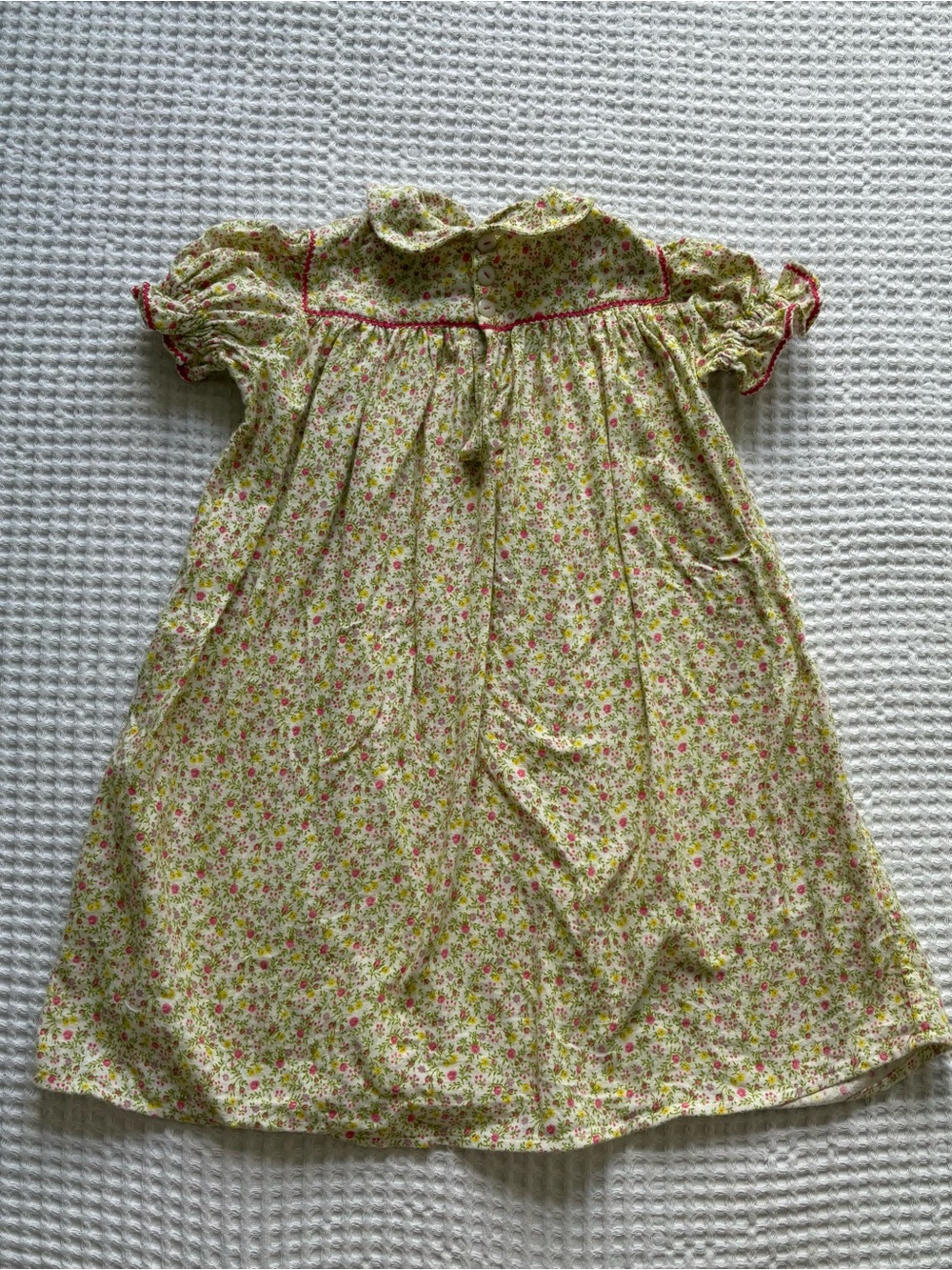 Vintage Floral Flannel Nightgown Bonnet Set Ric Rac Pioneer Cottagecore 2T/3T - Picture 4 of 7
